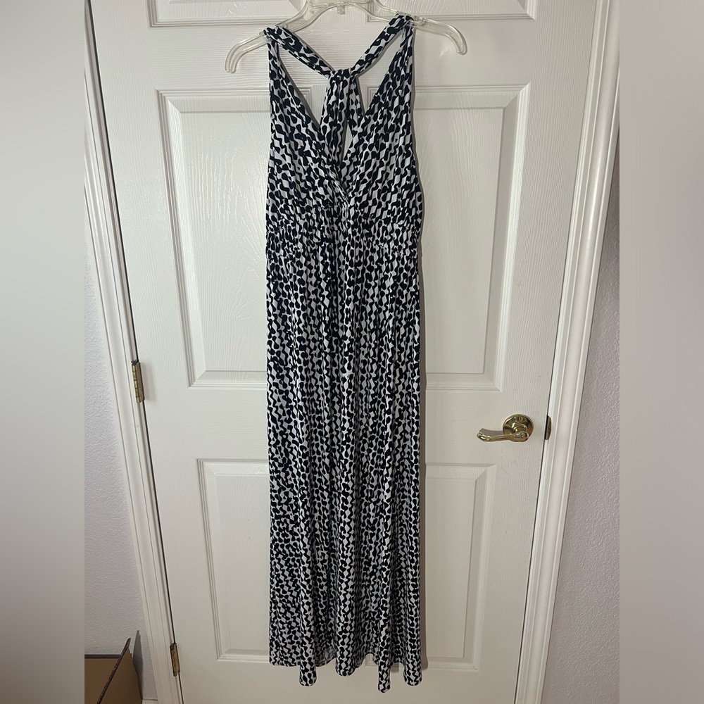 Vintage 90s Necessary Objects B&W Tessellation Pattern Maxi Dress, Sz 3X